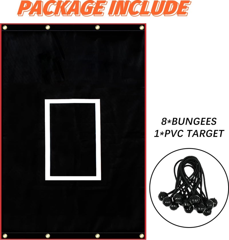 Sharellon 5'x6' Batting Cage Backstop, Baseball Vinyl Backstop, Baseball Softball Batting Cage Backdrop Target, Baseball Pitcher Training Equipment Aid for Hitting Pitching - Image 3